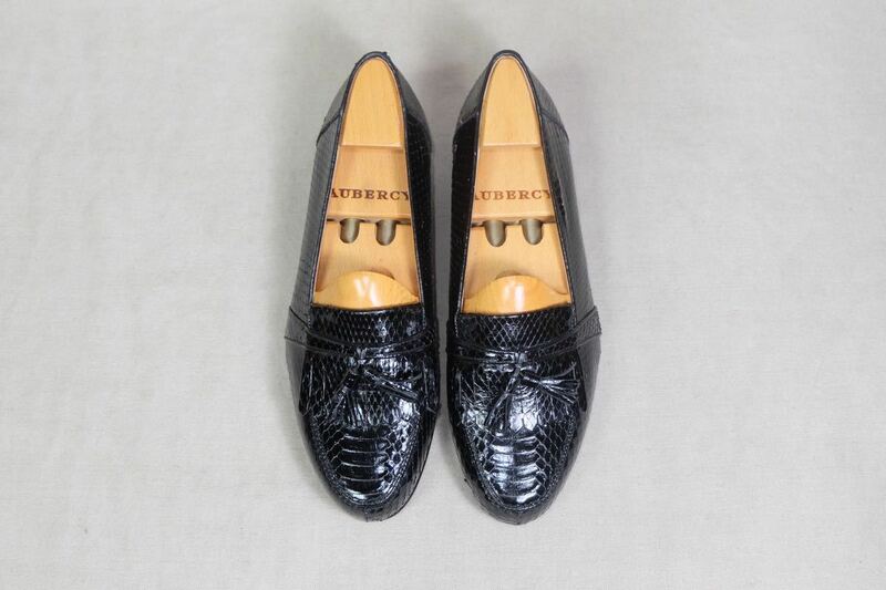 デッドストックJapan vintage shoes『WAD』希少パイソンレザー使用 美しいタッセルローファー UK6 日本製最高級革靴ジャパンヴィンテージ