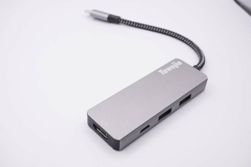 TYPE-C　→　HDMI 出力　＆　USB　3port ハブ　4 in 1　アルミ　②　Tuwejia　★　スマホの画面を大画面で　※出力対応機種のみ