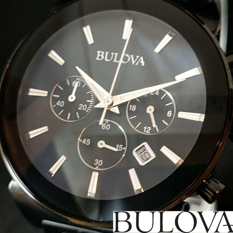 【BULOVA】ブローバ/メンズ腕時計/お洒落/ブラック.黒色/展示品特価/高級/男性用/プレゼントに/お正月/クロノグラフ/激レア/希少