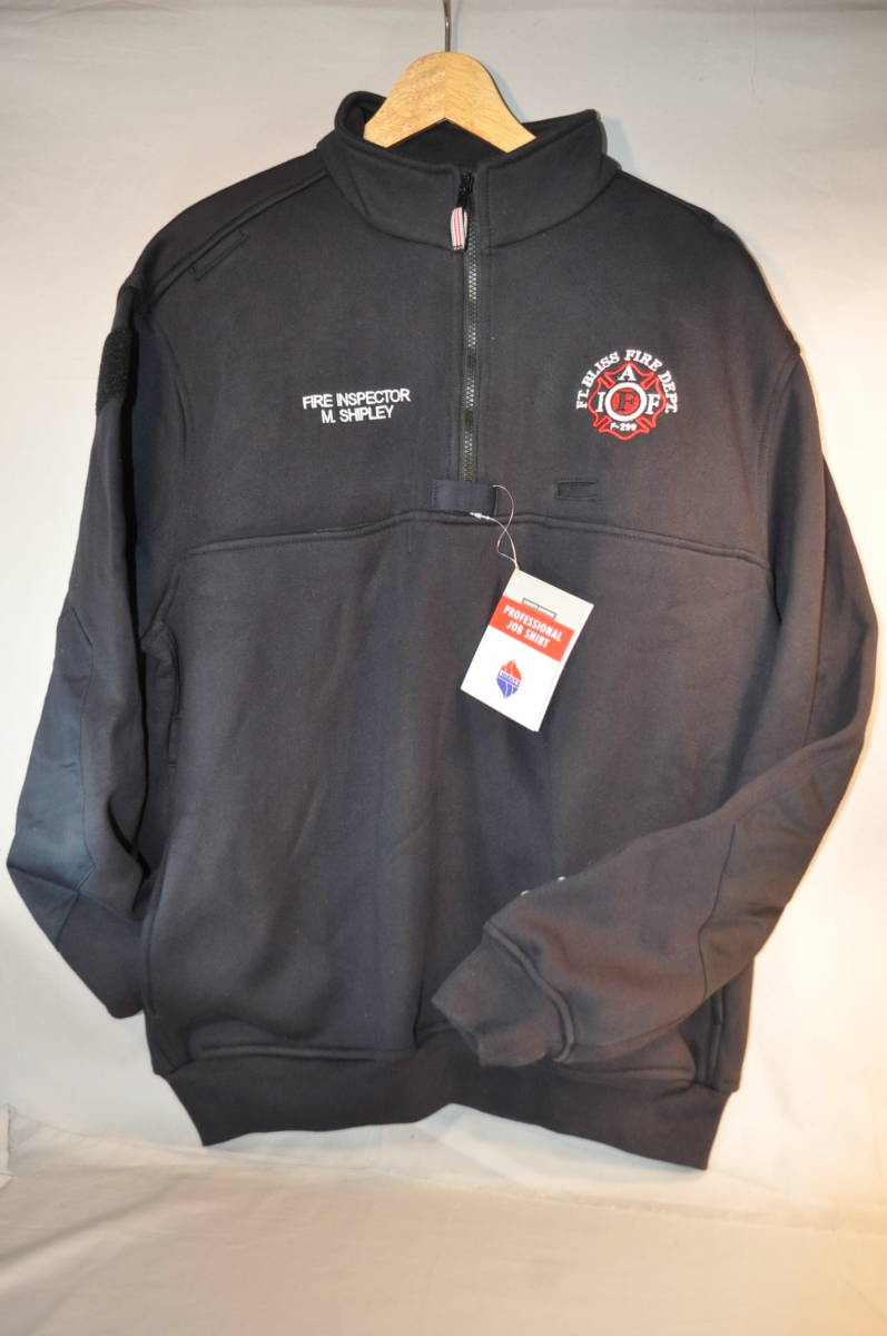 新品　LIBERTY Official Job Shirt アメリカ　テキサス州　FORT BLISS　FIREI NSPECTOR 消防捜査官　M.SHIPLEY 濃紺　ジャケット XL 　