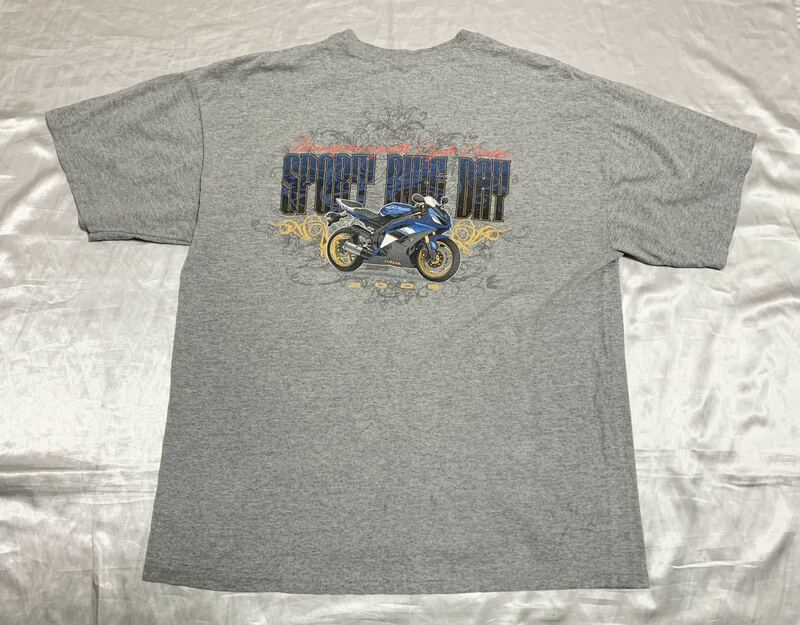 【送料無料 値下げ交渉歓迎】ヤマハYZF-R6 半袖Tシャツ USA XLサイズ ブルーグレー 古着 青 ロゴ バイクレース YAMAHA モータースポーツ