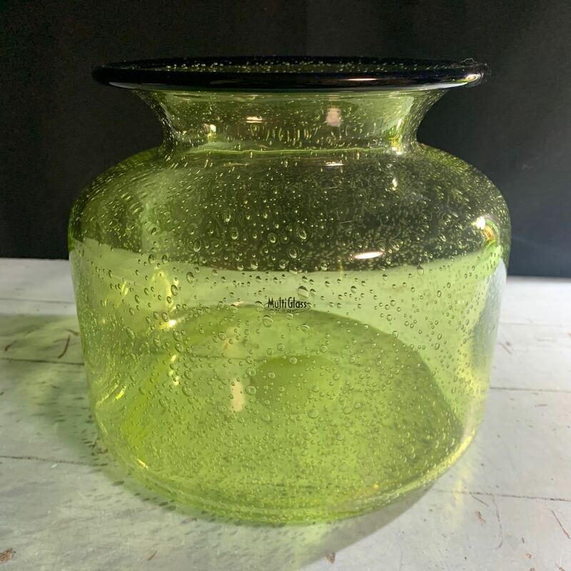 マルティガラス 鉢 花瓶 花器 壺 気泡 緑 グリーン Multi Glass (9000)