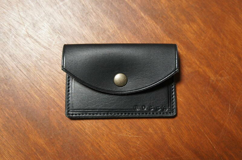 ヌメ革製 シンプル カードケース CC1 ブラック 黒 カード入れ 本革製 レザー BOSSA 日本製 ハンドメイド 牛革製 診察券入れ