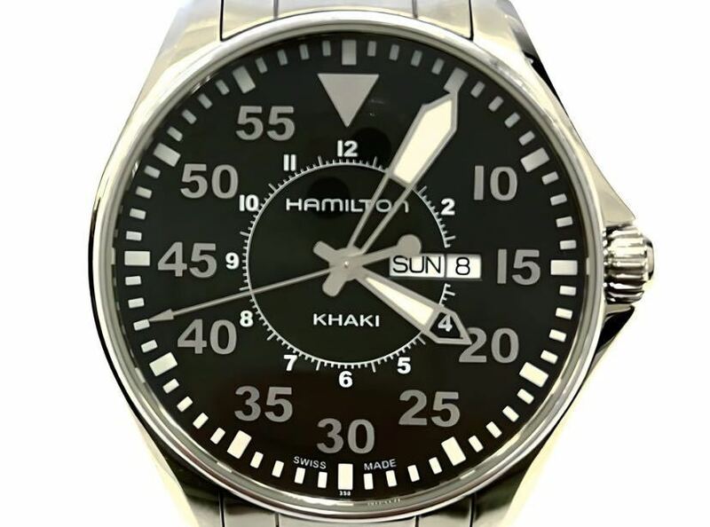 HAMILTON ハミルトン クォーツ 腕時計 H-646110 稼働品 ブラック文字盤 メンズ