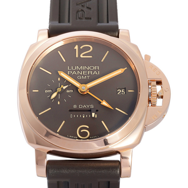 パネライ PANERAI ルミノール 1950 8デイズ GMT オロロッソ PAM00576 ブラウン文字盤 中古 腕時計 メンズ