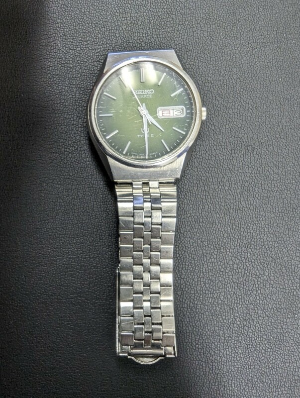 SEIKO セイコー クオーツ TYPEII タイプII デイデイト 稼働品 グリーン文字盤 1971年1月製 アンティーク レトロ ヴィンテージ 腕時計