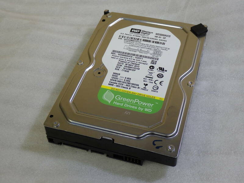 Panasonic DIGA ブルーレイレコーダー DMR-BWT560 から取外した 純正 HDD 500GB WD5000AVCS 動作品保証#MH00416