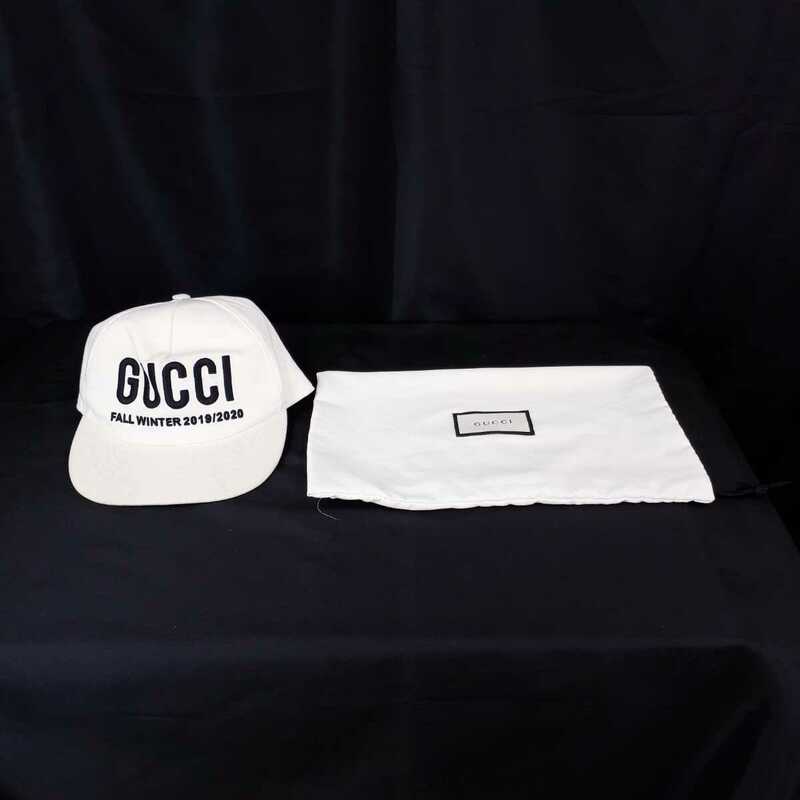 【中古】 GUCCI ロゴ エンブロイダリー ベースボールキャップ ホワイト 帽子 グッチ (BF8)