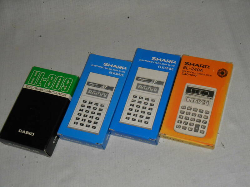 電卓■電子計算機・シャープ・EL219・240A・カシオHL809・４個■未使用・箱付