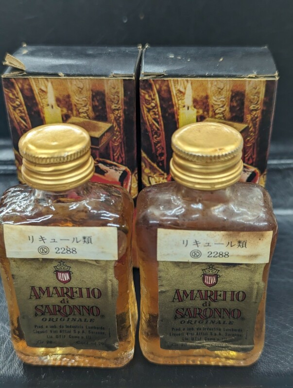 未開栓 古酒 保管品 アマレットディサローノ AMAREIIO di SARONNO 各29ml 28% ウイスキー ブランデー 2本 ミニチュア