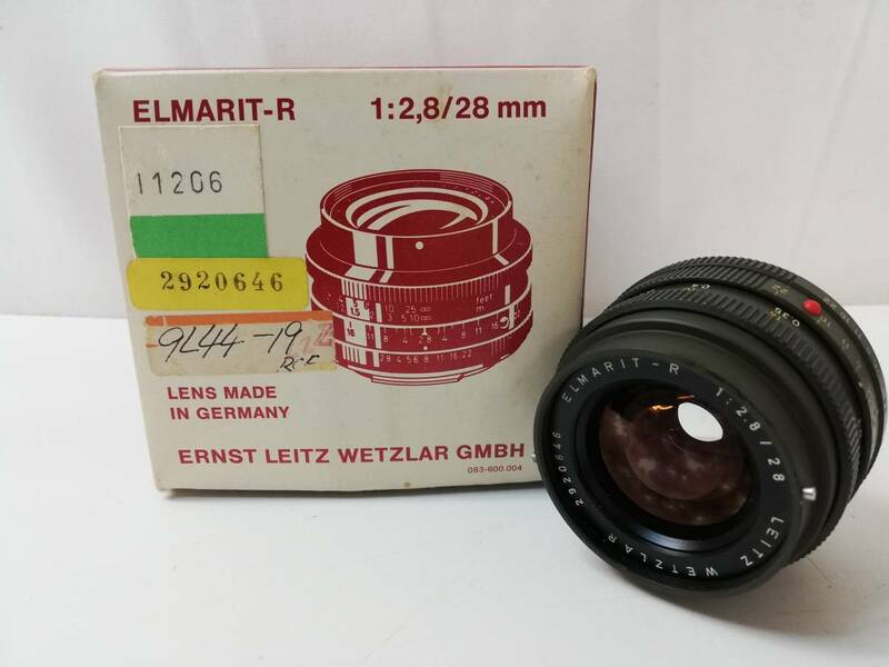 Leica ライカ R 28mm 2.8 オリーブ 箱付き ELMARIT-R フィルムカメラ レンズ 1177