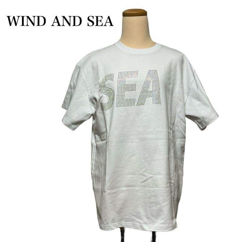 WIND AND SEA Tシャツ　白　ホワイト　ラインストーン　ロゴ