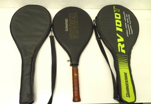 [l041] テニス ラケット 3本セット ヤマハ カーボン グラファイト95 アディダス デルタクラブ2 ブリヂストン RV-100T YAMAHA adidas