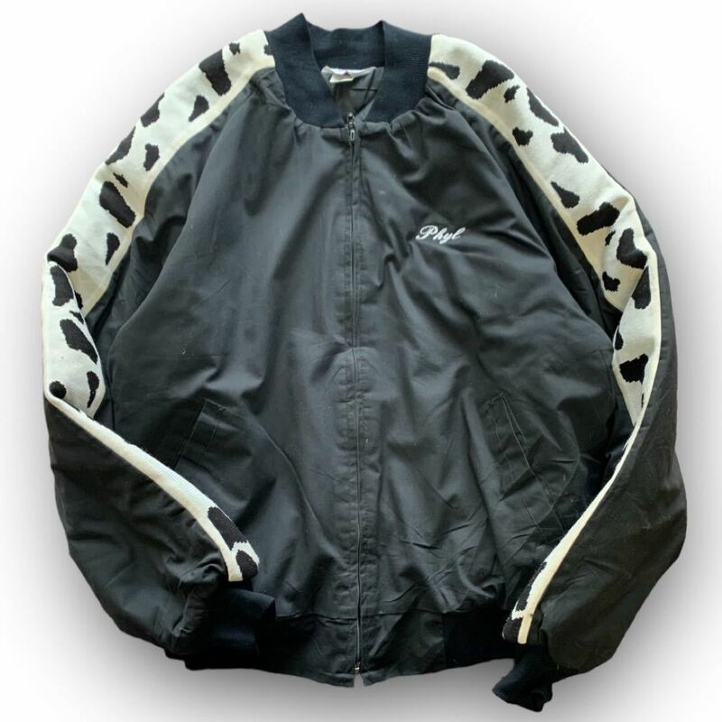 231230ARS4● 90'S West Ark USA製 Jacket (L) ビンテージ vintage アメリカ製 ナイロンジャケット スタジアムジャンパー ブラック