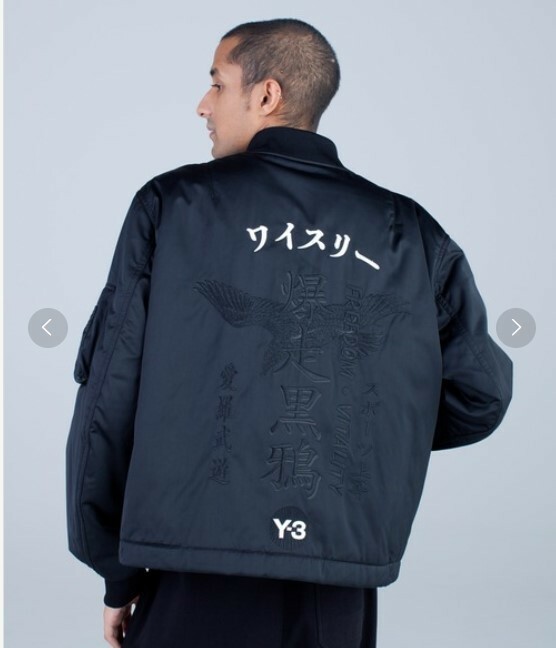 Y-3 ヨウジヤマモト 20SS 名作 U CRFT GRAPHIC BOMBER MA-1 オーバーサイズ　ボンバー　ジャケット 刺繍　 爆走黒鴉　黒 S