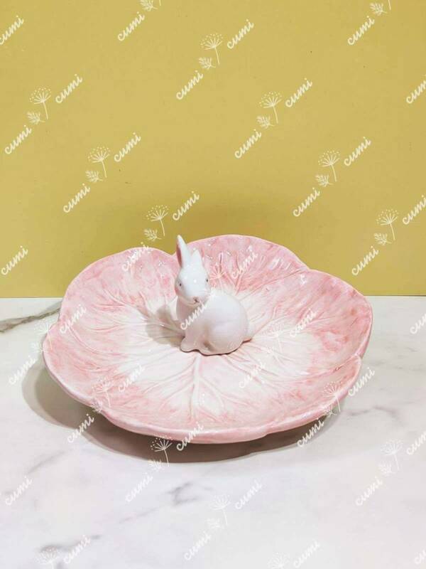 うさぎさん usagi 兎 皿 食器 プレート 陶器 浮彫 動物 立体 おしゃれ 希少 ピンク色 耐熱 食器洗浄機 電子レンジ 使用可 