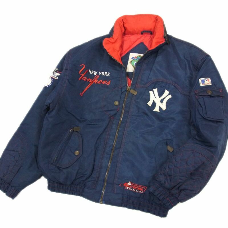 レア VINTAGE●NYヤンキース 90's ジャケット ブルゾン CAMPRI NEWYORK YANKEES メンズ オーバーサイズ 中綿入り オールド