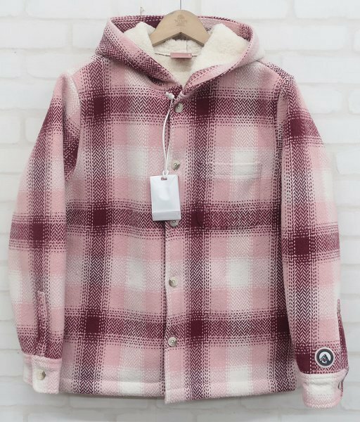 2J9541■KITH HOODED GINZA FRENCH CLAY キス フーデッドチェックジャケット