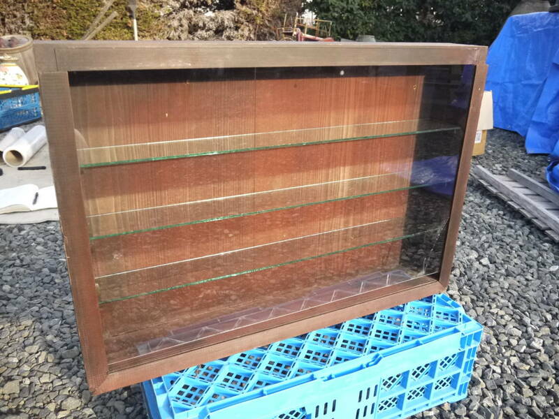 【A31203】ガラスケース アンティーク キャビネット ショーケース 木製 ヴィンテージ コレクションケース ガラス棚