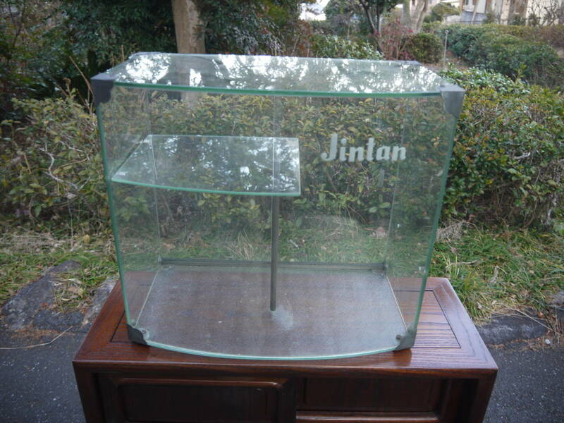【H401198】JINTAN 仁丹 ガラスショーケース 全面 コレクション ディスプレイ 什器 インテリア 棚 アンティーク 卓上 昭和レトロ