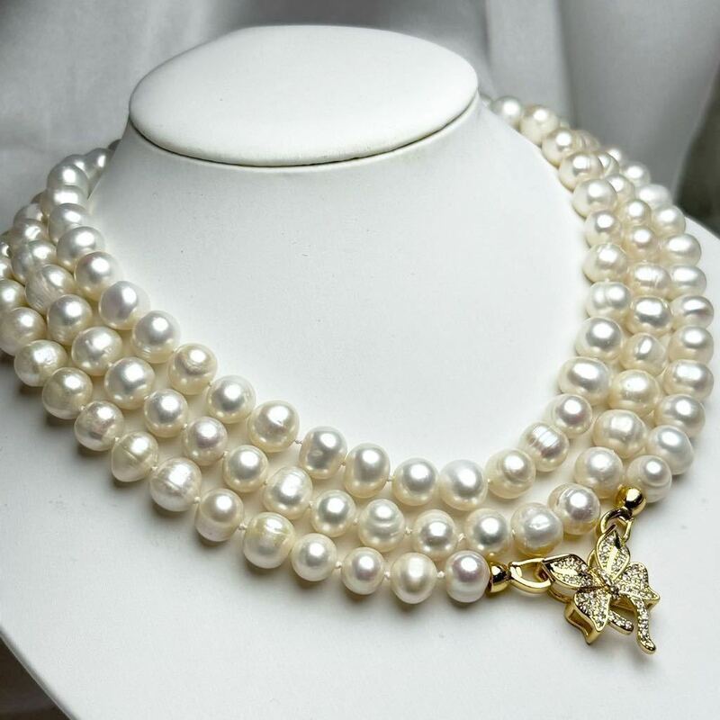 「本真珠ネックレス8-9mm 123cm 天然パール」天然 パールネックレス Pearl necklace jewelry ロング