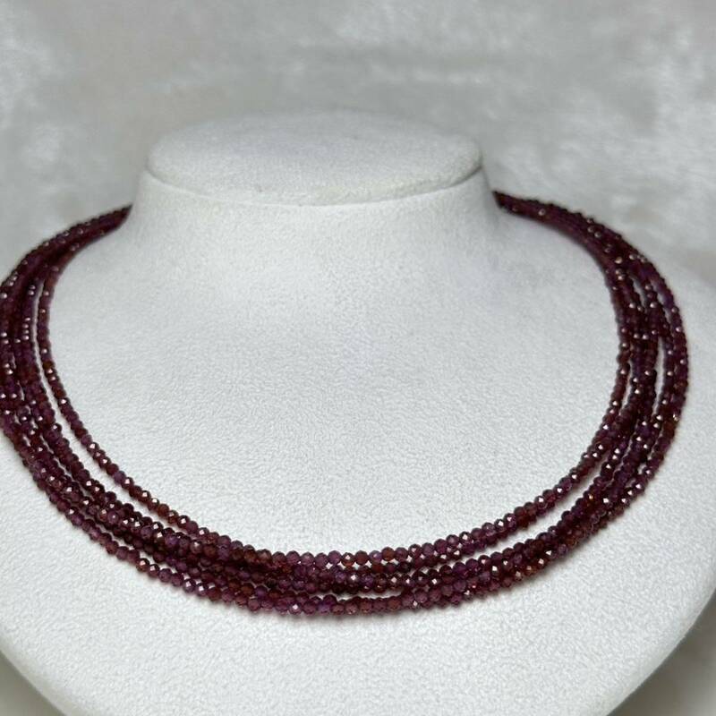 「ガーネット六連　160ct 天然石ネックレス　42cm 」necklace jewelry ガーネットネックレス