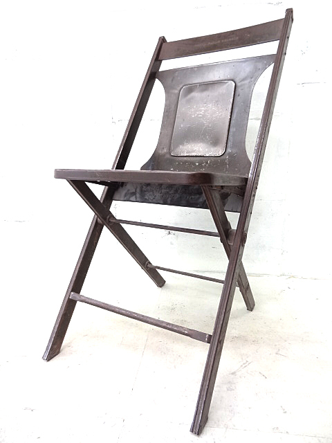 ビンテージ アンティーク インダストリアル 折り畳み イス 椅子 チェア USA 50S 60S 70S アイアン シャビー 鉄 フォールディング レア 錆