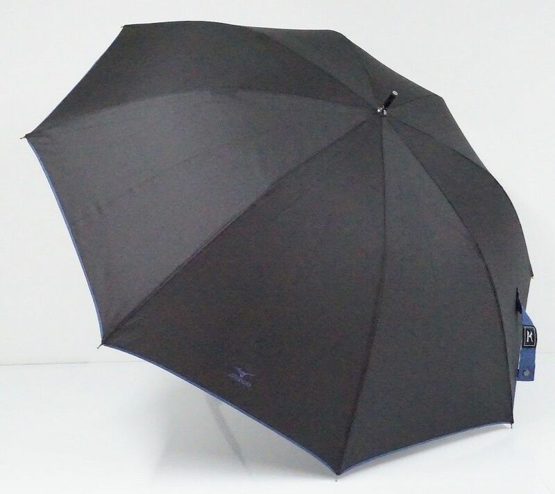 耐風傘 MIZUNO ミズノ 紳士傘 USED美品 ロゴ パイピング ブラック ジャンプ 耐風 大判 65cm C A0247