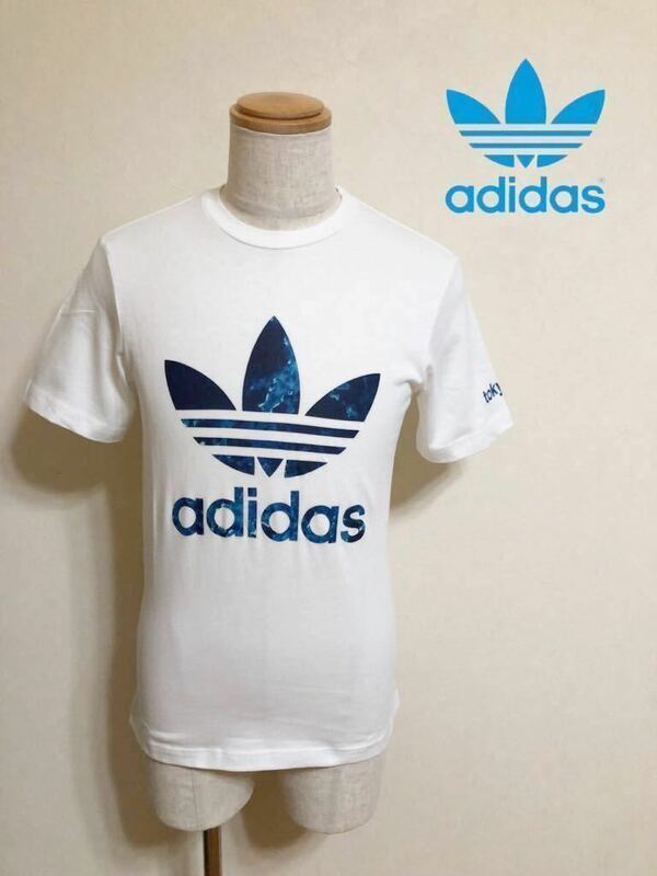 【新品】 adidas orignals TREFOIL TOKYO アディダス オリジナルス トレフォイル ロゴ 東京 Tシャツ トップス 白 サイズO 半袖 DP0231