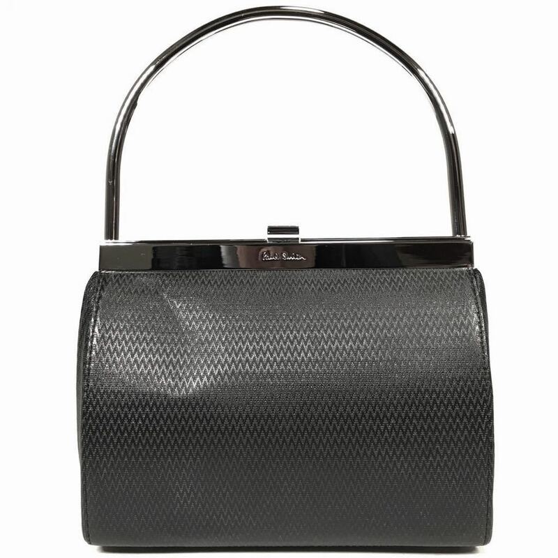 【ポールスミス】本物 Paul Smith ハンドバッグ ロゴモチーフ フォーマル型 黒グレー色系×シルバー色系 女性用 レディース