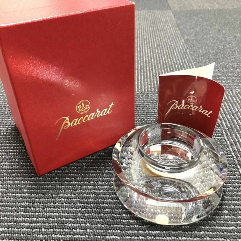 美品【バカラ】本物 Baccarat ペーパーウエイト 置物 クリア色系 クリスタルガラス オブジェ 箱有