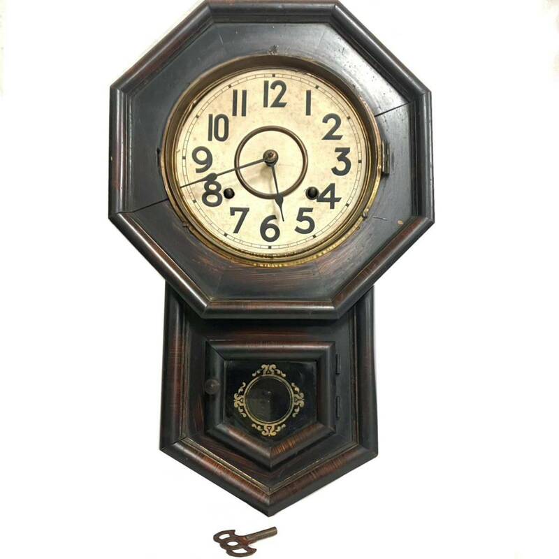 NAGOYA PENDULUM OCTAGON 掛時計 ゼンマイ式 振り子時計 名古屋 掛時計 アンティーク ビンテージ レトロ ボンボン時計 古時計 名古屋時計