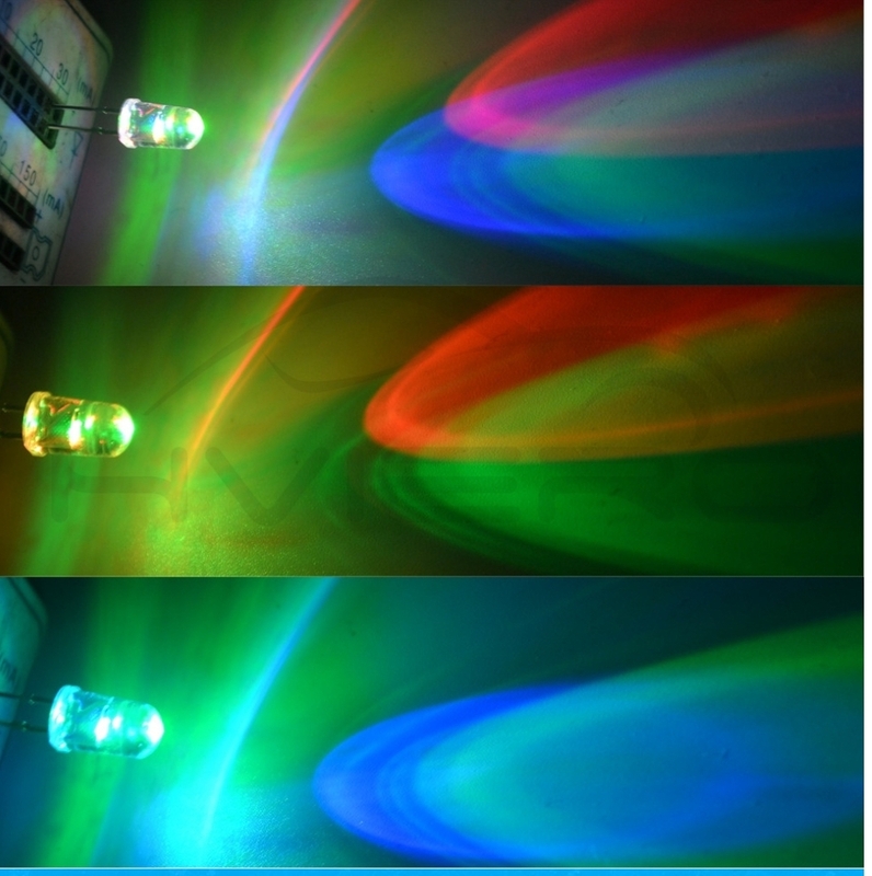 5mm led 砲弾型　RGB ゆっくり変色　虹色　100個　12v抵抗セット　回路図