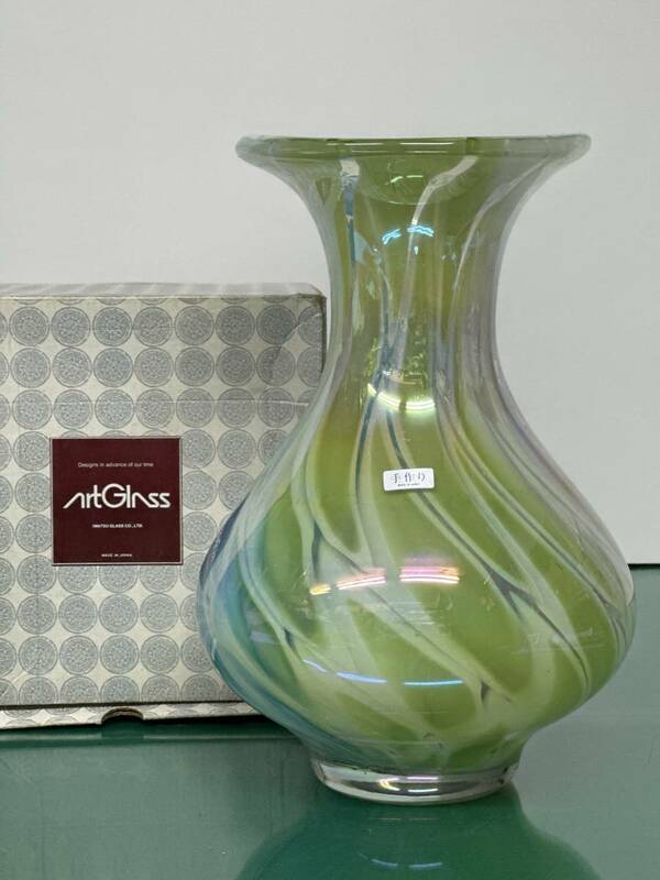 日本製 ART GLASS 岩津ガラス 花器 花瓶 手づくり