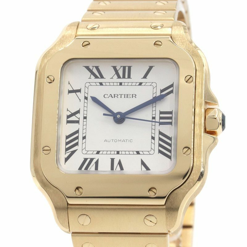 [3年保証] カルティエ メンズ サントスドゥカルティエMM WGSA0030 K18YG シルバー文字盤 イエローゴールド 自動巻き 腕時計 中古 送料無料
