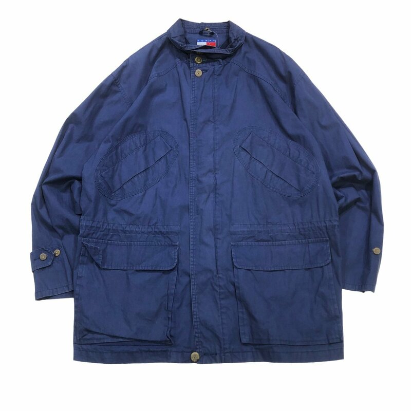 【M】USA古着 90s トミーヒルフィガー　コットンジャケット TOMMY HILFIGER ネイビー