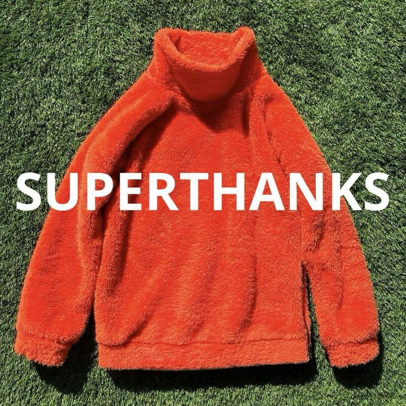 SUPERTHANKS スーパーサンクス ボア パイル フリース ジャケット 橙 オレンジ 古着 モコモコ フワフワ ブルゾン ユニセックス 男女 韓国