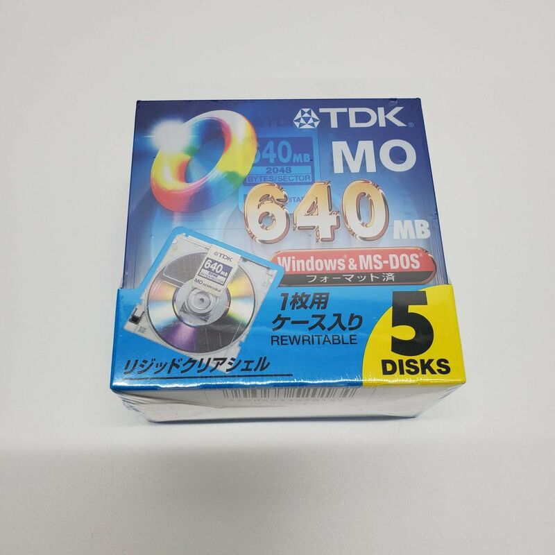 @T0632【未開封品】TDK MO 640MB Windows&MS-DOSフォーマット済み MO-R640DA MOディスク 5枚セット