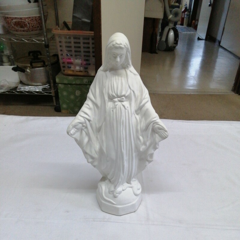 【石膏 モデリング】マリア像 全身像 聖母マリア 高さ約30㎝ 彫刻 オブジェ 石膏像 置物 彫刻美術 神 