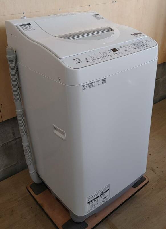 美品 SHARP 洗濯機 ES-T6E2-W 2022年製 洗濯 6.5kg 乾燥 3.5kg シャープ 電気洗濯乾燥機 C2401-135