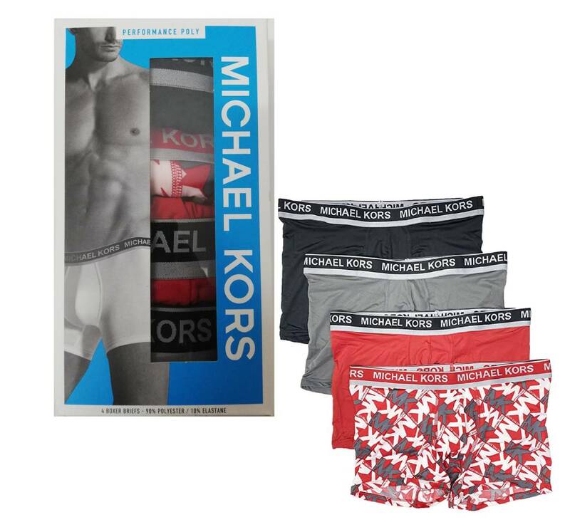 マイケルコース メンズ ロゴ ボクサーパンツ4枚セット Mサイズ レッドロゴ柄/レッド/グレー/ブラック MICHAEL KORS アンダーウェア 下着