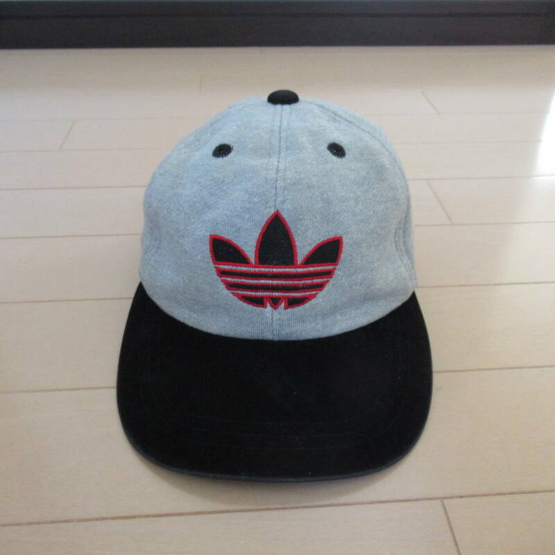 ★即決送込★90s vintage adidas cap 帽子 キャップ アディダス ビンテージ ヴィンテージ トレフォイル グレー nyhc turning point run dmc