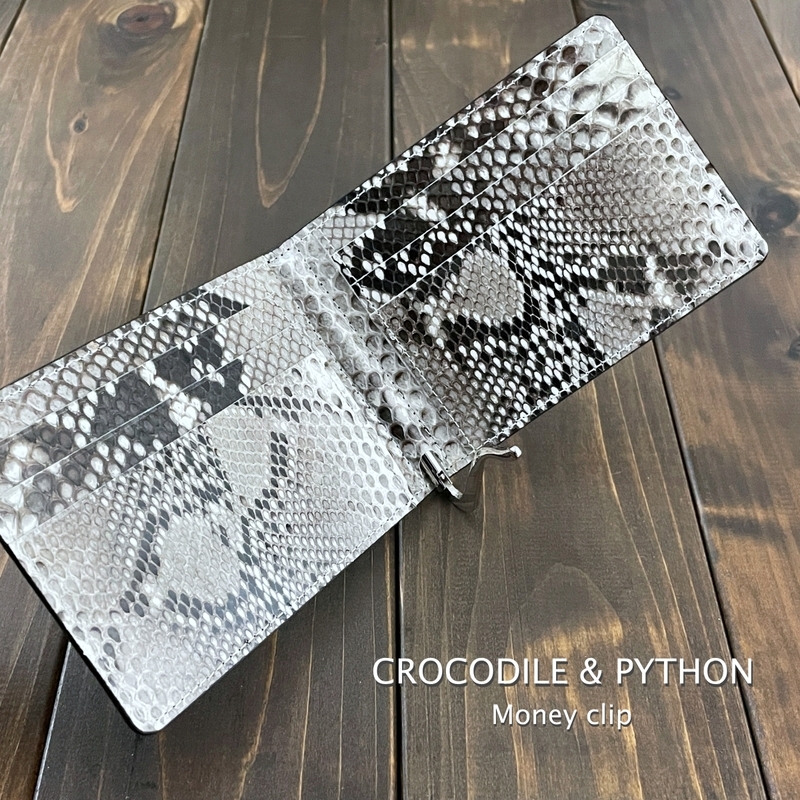 CROCODILE クロコダイル × パイソン マネークリップ ブラック スモールクロコダイス ポロサス 財布