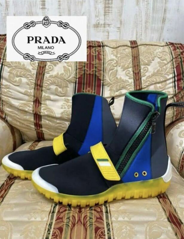 タ　PRADA ネオプレン ハイカット スニーカー プラダ