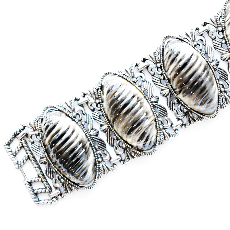 Vintage 1950’s　black×gray silvermetal bracelet