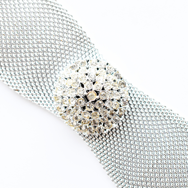 Vintage 1960’s　silvermetal rhinestone mesh bracelet