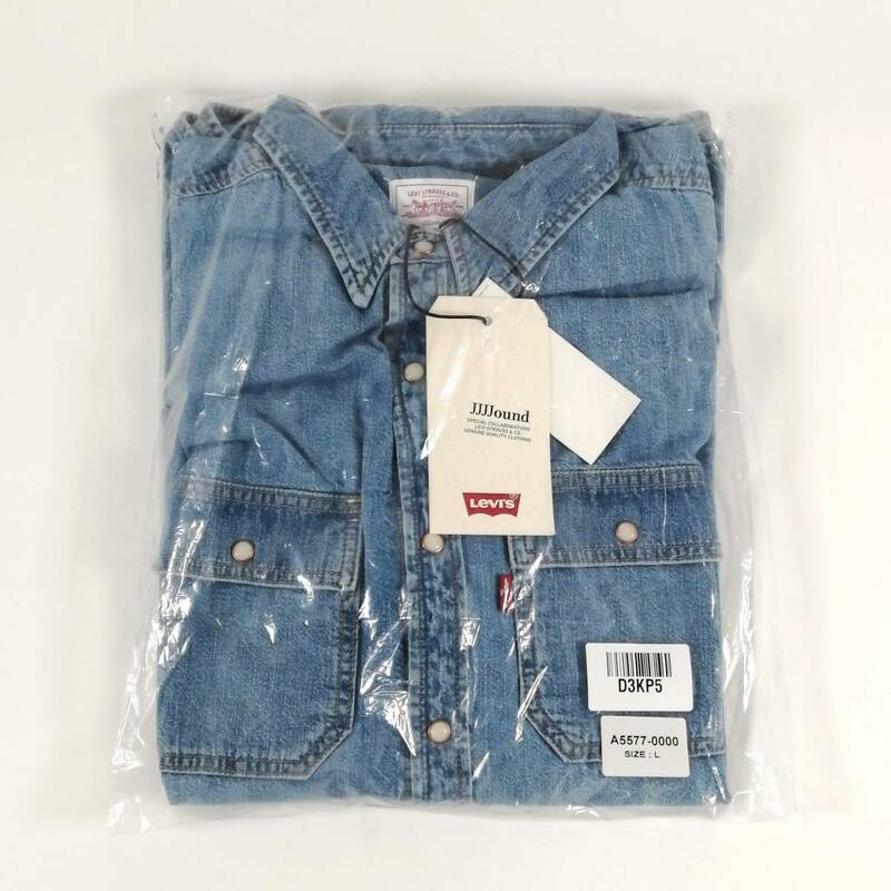 【未使用/L】LEVI’S X JJJJOUND DENIM SHIRT / リーバイス コラボアイテム セルビッジ デニムシャツ 刺繍入り 希少品 (#D3KP5)