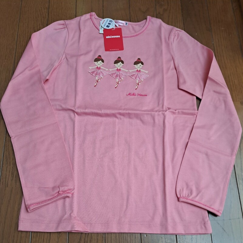 ⑪ 新品　150cm　定価7810円　ミキハウス　長袖Tシャツ　ロンT　ピンク　女の子　ピンク