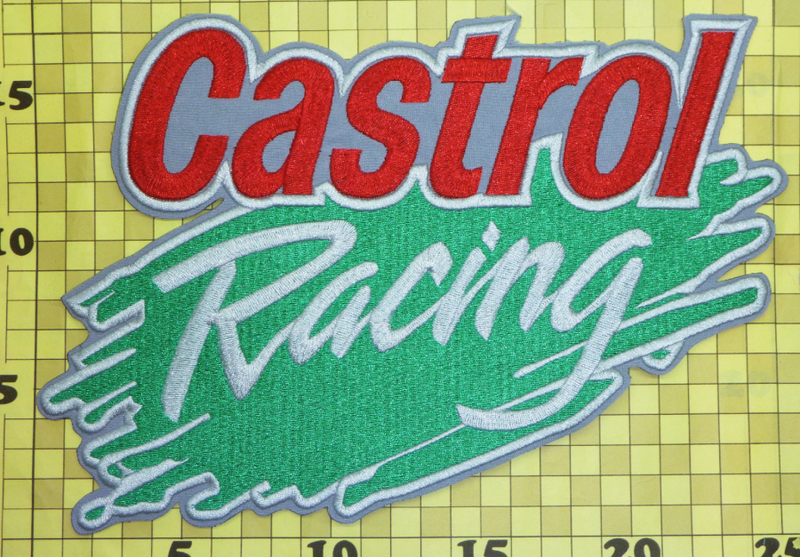 送料無料！カストロール レーシング 特大 刺繍 ワッペン Castrol（バイカー ライダー チョッパー インディアン