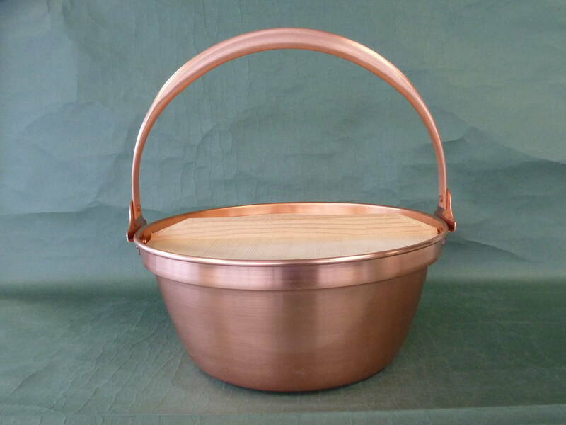 銅山菜鍋 ３０ｃｍ 直径３１．５ｃｍ深さ１３．５ｃｍ 木蓋付 銅製 新品